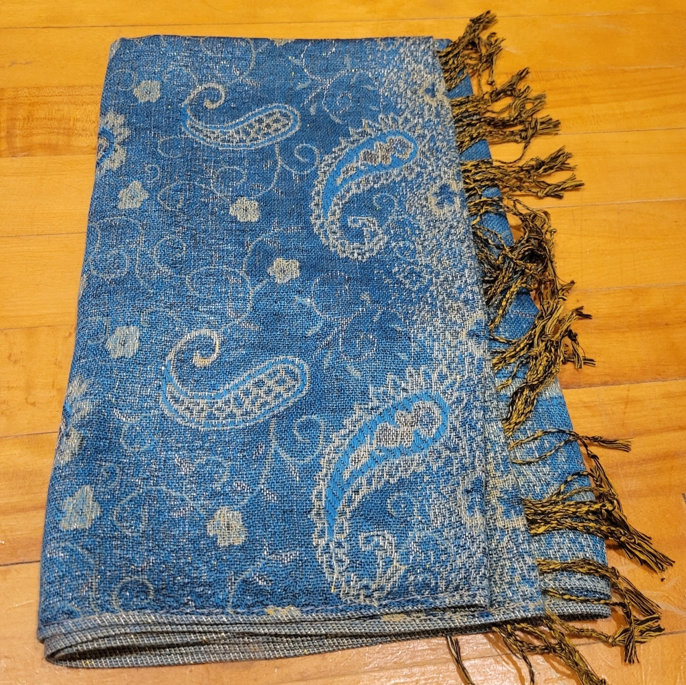 Gorgeous shimmery blue and gold scarf